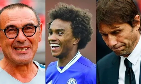 Willian tâng bốc Sarri, đổ lỗi cho... con gái vì mâu thuẫn với Conte