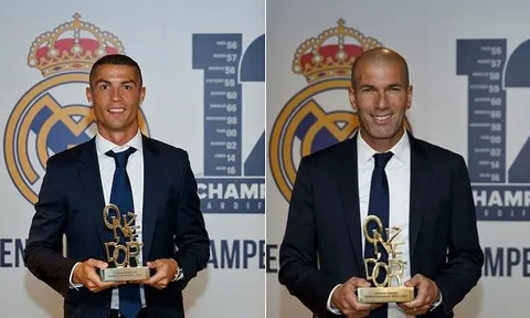 Zidane cùng trò cưng Ronaldo được bình chọn xuất sắc nhất Châu Âu