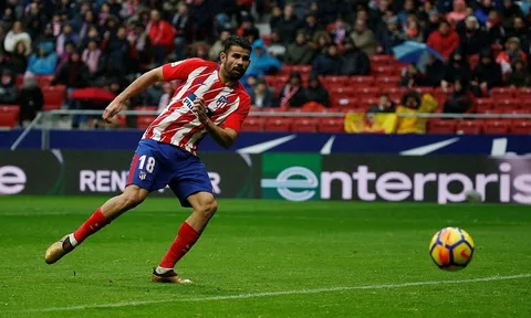 Ấn định chiến thắng cho Atletico, Diego Costa ăn thẻ đỏ vì ăn mừng quá khích