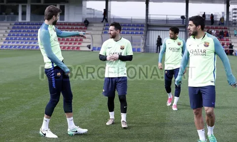 Chùm ảnh: MSN hội ngộ trong buổi tập của Barca