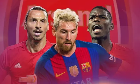 Arsenal & đội hình mua hụt 'cân cả thế giới': Messi, Pogba,... đủ cả