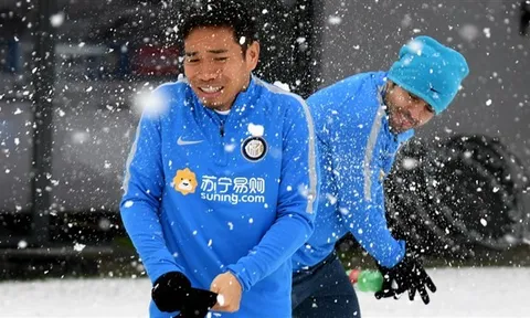 Bỏ tập, dàn sao Inter đại chiến trong ngày đầy tuyết