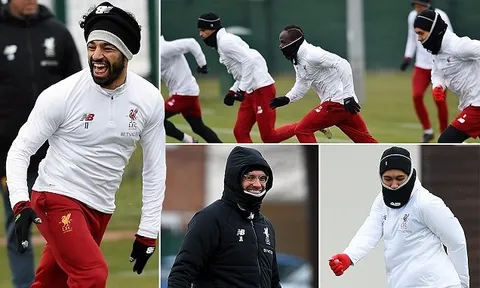 Cái lạnh không ngăn Salah quẩy nát sân tập Liverpool