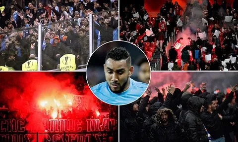 CĐV gây loạn, trận Athletic - Marseille ngập trong biển lửa