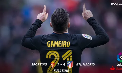 Chùm ảnh: Gameiro lập kỷ lục, Atletico đè bẹp Sporting Gijon