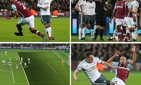 Chùm ảnh: Man Utd may mắn vượt West Ham nhờ thẻ đỏ và... việt vị