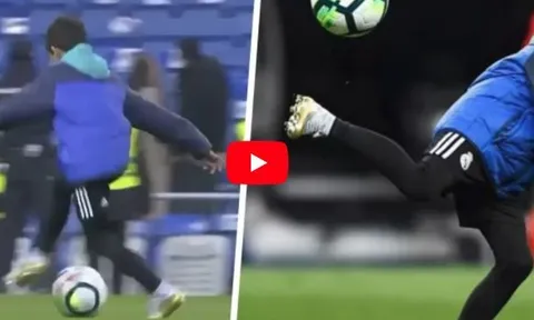Con trai Cristiano Ronaldo lại trổ tuyệt kĩ trên sân tập