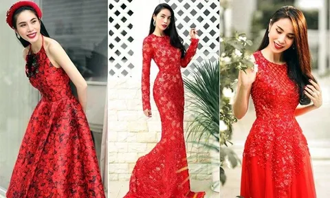 Bà xã Công Vinh rực rỡ sắc hồng đón xuân