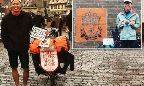 Fan cuồng Liverpool đạp xe 235 ngày đến Anfield nhưng lỡ đại chiến vì... thiếu vé