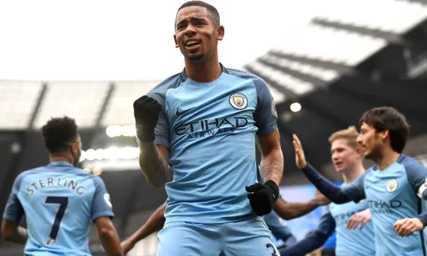 Gabriel Jesus mở tỷ số cho Man City (Manchester City vs Swansea)