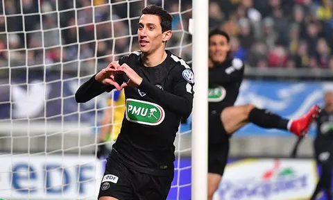 Hat-trick của Di Maria đưa PSG vào tứ kết cúp Quốc gia Pháp
