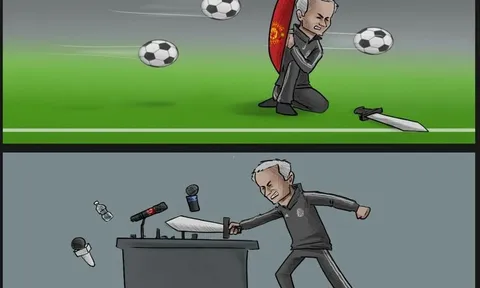Hí họa Mourinho chỉ biết tấn công ở phòng họp báo