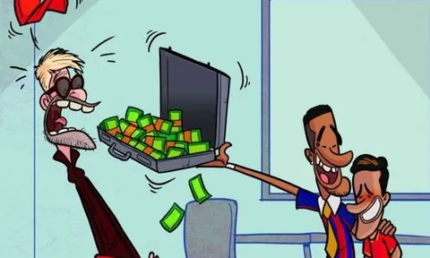 Hí họa Neymar dùng vali tiền để đưa Coutinho về Barca