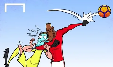 Hí họa Pogba chơi bóng chuyền, đấu vật ở trận gặp Liverpool