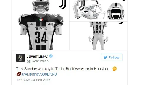 Juventus đem logo 'thảm họa' tấn công giải Super Bowl
