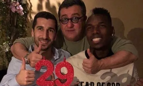 Mkhitaryan tổ chức sinh nhật bên cạnh Pogba và Raiola