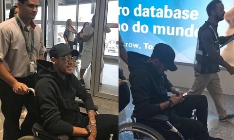 Neymar ngồi xe lăn, nguy cơ nghỉ 3 tháng và lỡ World Cup