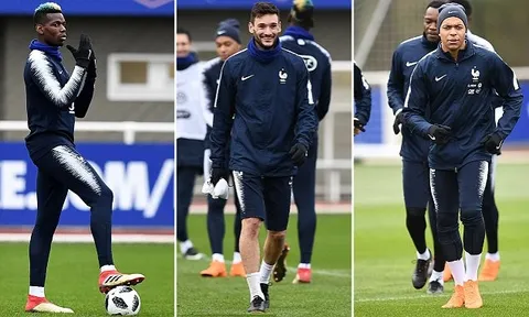 Pogba làm đủ trò khuấy động sân tập tuyển Pháp