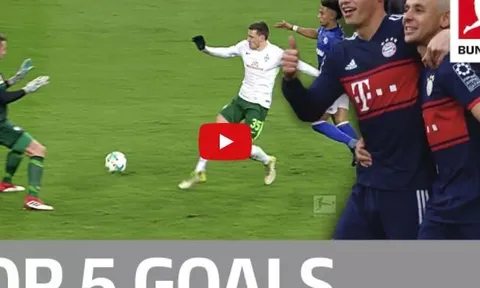 Ribery, Rodriguez và top 5 bàn thắng đẹp nhất vòng 21 Bundesliga