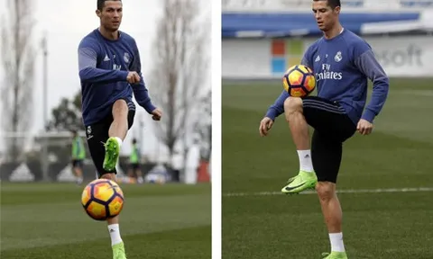 Ronaldo buồn bã nhìn Bale chơi đùa cùng các đồng đội