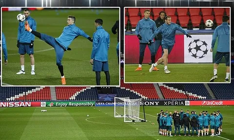Ronaldo và đồng đội chỉnh thước ngắm ở Parc des Princes