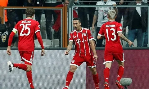 Thắng dễ Besiktas, Bayern Munich hiên ngang tiến vào vòng 8 đội mạnh nhất