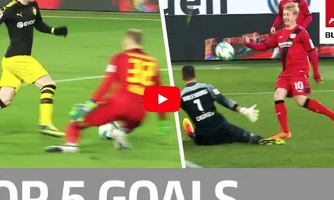 Top 5 bàn thắng đẹp nhất vòng 25 Bundesliga
