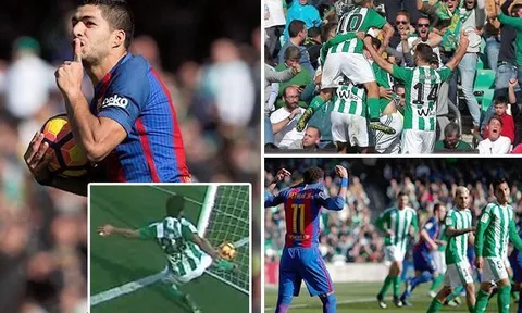 Trọng tài tước bàn thắng, Suarez giải cứu Barca ở Benito Villamarin