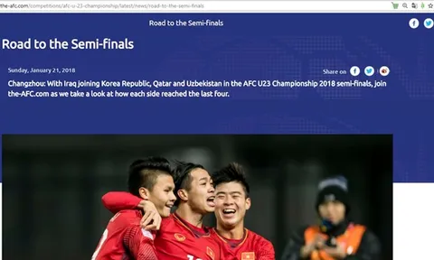 U23 Việt Nam thắng, trang chủ AFC vẫn ghi Iraq vào bán kết U23 châu Á