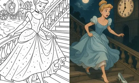 20 bức tranh tô màu Cinderella, thế giới cổ tích lung linh cho bé thỏa sức sáng tạo