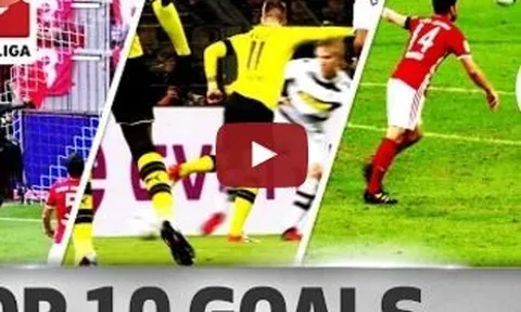 10 bàn thắng đẹp nhất Bundesliga nửa đầu mùa 2016/17