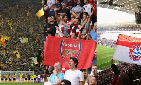 20 CLB có tỷ lệ lấp đầy khán đài tốt nhất châu Âu: Choáng với Bayern, Dortmund