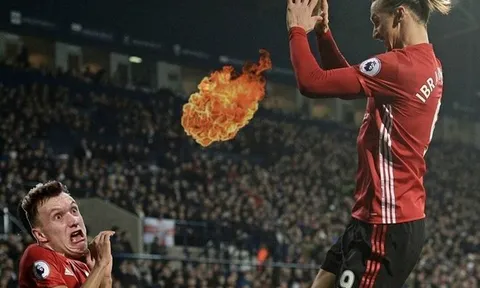 Ảnh chế Ibra ăn mừng khiến Lingard khiếp sợ