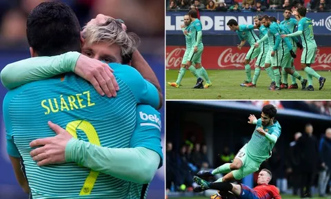 Suarez mở điểm, Messi rực sáng, Barcelona phả hơi nóng vào gáy Real Madrid