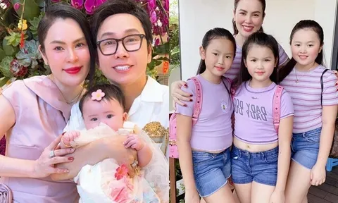 Con gái Hoa hậu Phương Lê xin phép bố ruột về ở với mẹ vì quá thương em, bé Thụy Yên được cả nhà cưng chiều