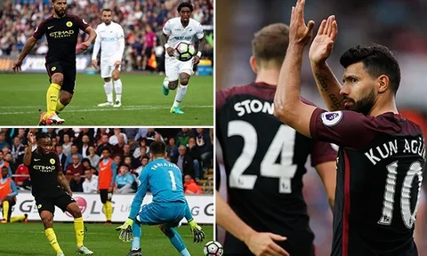 Aguero giúp Man City duy trì thế độc tôn tại Premier League