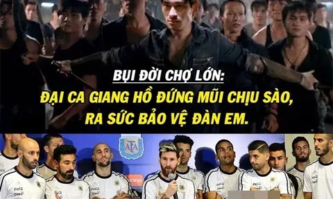 Ảnh chế: “Bụi đời” Messi dẫn 500 anh em càn quét chợ báo; Giang hồ Balotelli tuyên bố quẩy tới bến bằng “chim sắt”