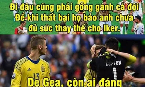 Ảnh chế: De Gea rớt nước mắt nhìn đàn anh âu yếm; Messi bị đối xử như tội phạm truy nã