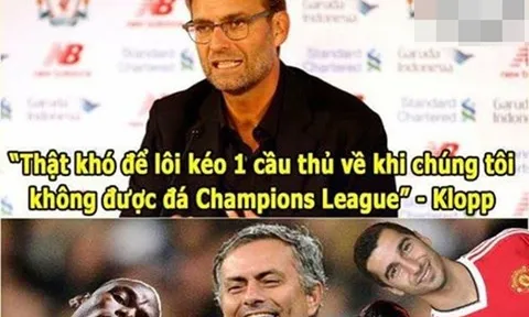 Ảnh chế: Klopp ‘đắng lòng’ nhìn Mou cười nhạo; Wilshere ‘lạc lối’ vì quên mất số 4