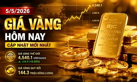 Bảng giá vàng 9999 24K 18K SJC DOJI PNJ hôm nay 5/5/2026
