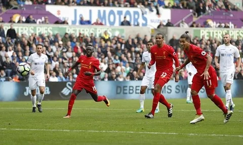 Bùng nổ trong hiệp hai, Liverpool lội ngược dòng ngoạn mục trước Swansea City