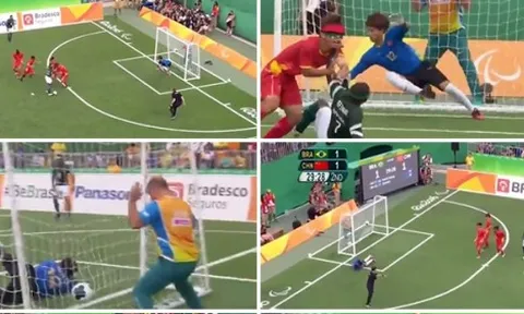 Cầu thủ khiếm thị tái hiện Ronaldinho ghi bàn hạ đẹp Trung Quốc