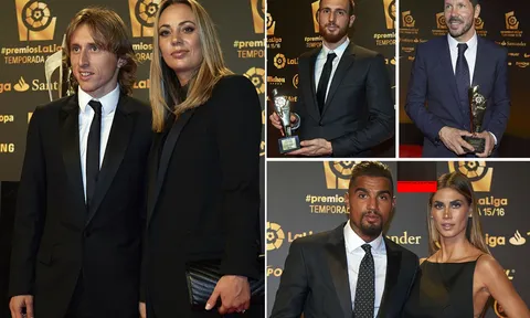 Chùm ảnh: Dàn sao Atletico thống trị buổi lễ trao giải đầy tranh cãi của La Liga