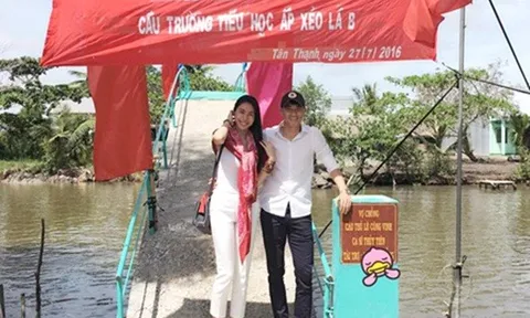 Vợ chồng Công Vinh xây cầu cho trẻ vùng sông nước