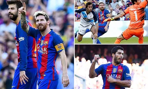 Đấm đối thủ rồi kiến tạo, ghi bàn, Suarez giúp Barca đại thắng Deportivo