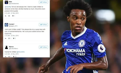 Fan cầu xin Chelsea đổi Willian lấy Martial