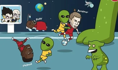 Hí họa Bendtner tỉ thí với người ngoài hành tinh