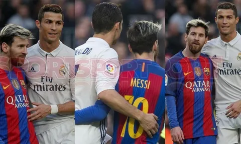 Khoảnh khắc Messi và Ronaldo thể hiện tình cảm trên sân