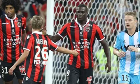 Balotelli lập cú đúp, Nice kịch tính đánh bại Marseille trong trận derby