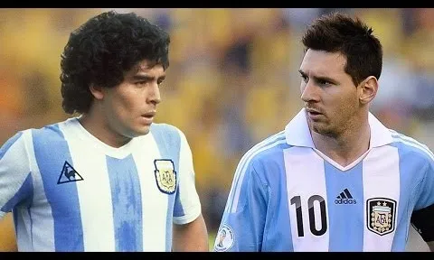 Messi và Maradona đọ tài rê bóng